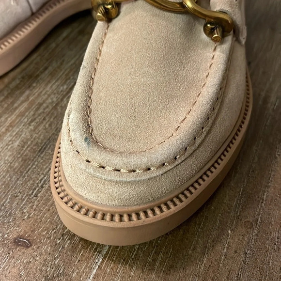 STEVE MADDEN Tan Suede Karmine Chunky Slip On Leather Loafer w Chain 5.5 - Picture 3 of 8